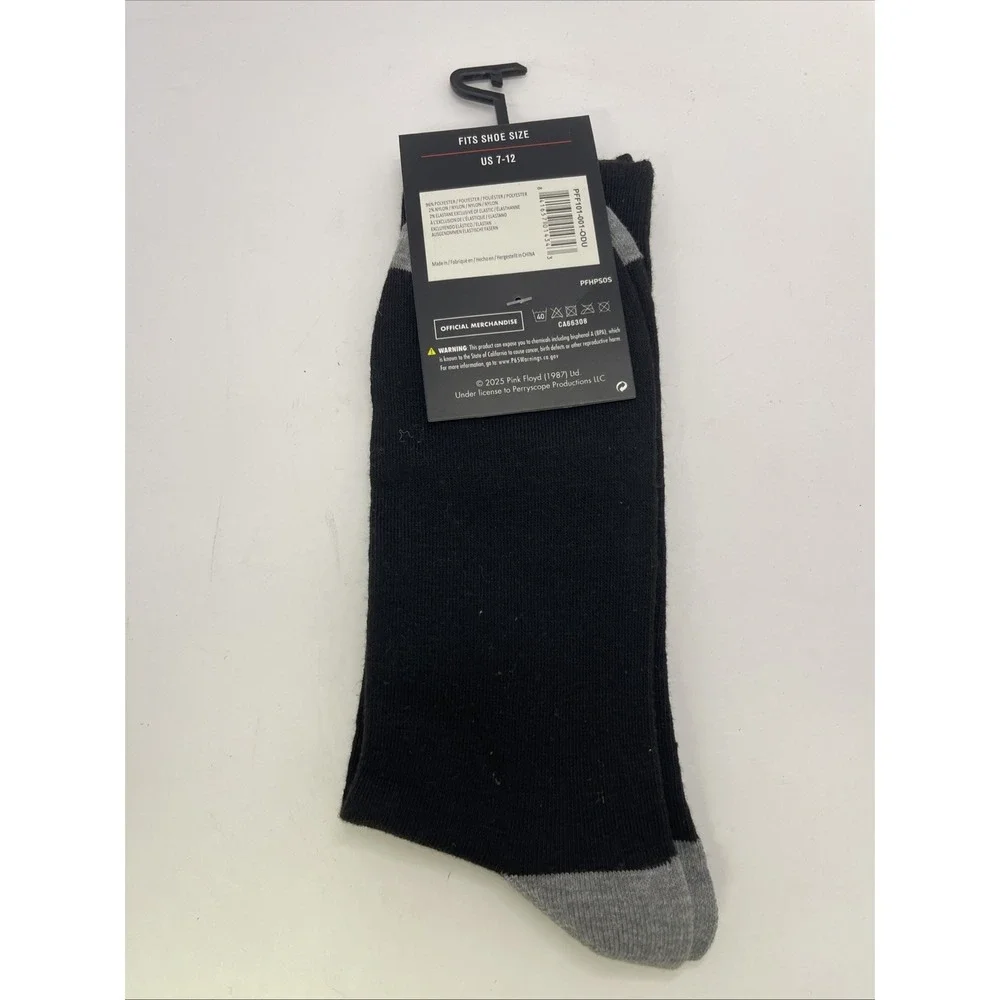Pink Floyd Adult's Black Novelty Crew Socks Size 7-‎ 12 New